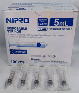 New Nipro Syringe 5 ml Nasal Syringe 5 cc Latex Free1 Box 100 Pcs