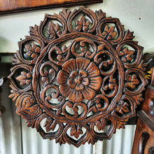 Load image into Gallery viewer, 12&quot; Round Flower Vintage Wooden Mandala Hand Carved Wall Art Relief Panel Decor