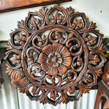 Load image into Gallery viewer, 12&quot; Round Flower Vintage Wooden Mandala Hand Carved Wall Art Relief Panel Decor
