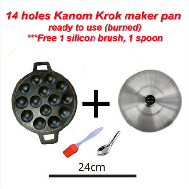 14 Hole Cast Iron Mold Pan Kanom Krok Thai Coconut Milk Cake Local Desserts Make