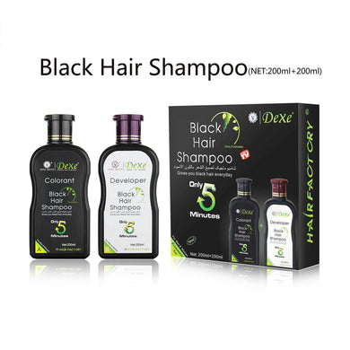 200mlX2 Economic Set Dexe Black Hair Shampoo Only 5 Minutes Hair Color Hair Dye