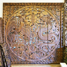 Load image into Gallery viewer, 240cm Large Wall Art Decor Wood Hand Carved Dragon &amp; Phoenix Panel Home Devider