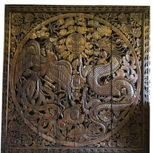 Load image into Gallery viewer, 240cm Large Wall Art Decor Wood Hand Carved Dragon &amp; Phoenix Panel Home Devider