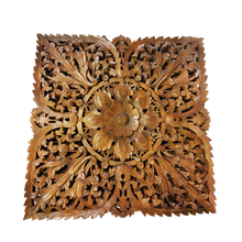 Load image into Gallery viewer, 24&quot; Wooden Wall Art Floral Flower Hand Carved Asian Plaque Home Decor 2&quot;think