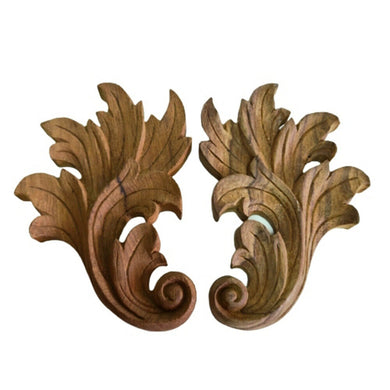 2x Cornice Art Decorative Teak Wood Carved Interior Accessories Assembly Part
