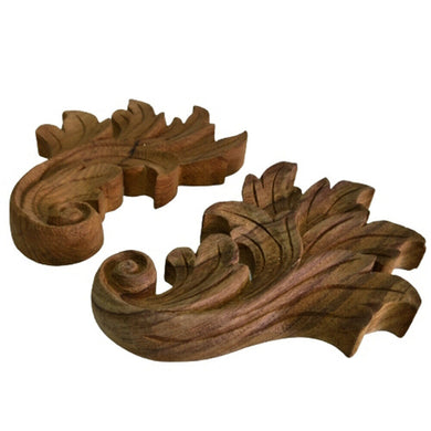 2x Cornice Art Decorative Teak Wood Carved Interior Accessories Assembly Part
