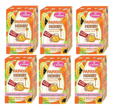 6X A BONNE 3X NANO WHITE GUTA PAPAYA HONEY& MILK CREAM SOAP MOISTURE MICRO SCRUB