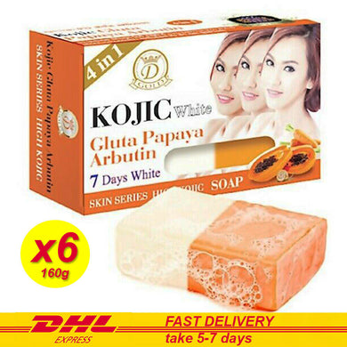 6x160g D-Ne Kojic White Papaya Arbutin Soap Pores Deep Clean Bright Radiant Skin