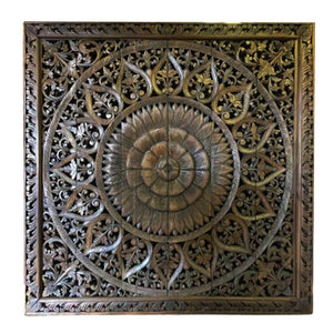 71in Wooden Hand Carved Wall Art Decorative Thai Anitique Style Headborad Panels