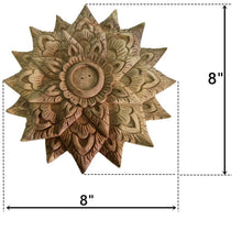 Load image into Gallery viewer, 8&quot; Wooden Carved Flower Art Home Decorative Cornice Teak Wood Interior Design