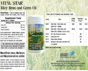 8 X VITAL STAR Rice Bran Germ Oil GAMMA ORYZANAL Increase Immune System Dhl Ex