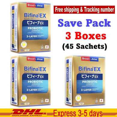 3x Amado Jintan Bifina EX Probiotic Supplements For Health Detox Waste 15 Sachet