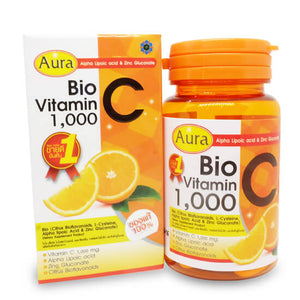 3X Aura Bio Vitamin C 1,000 mg Antioxidant Immune Health Whitening Skin Acne