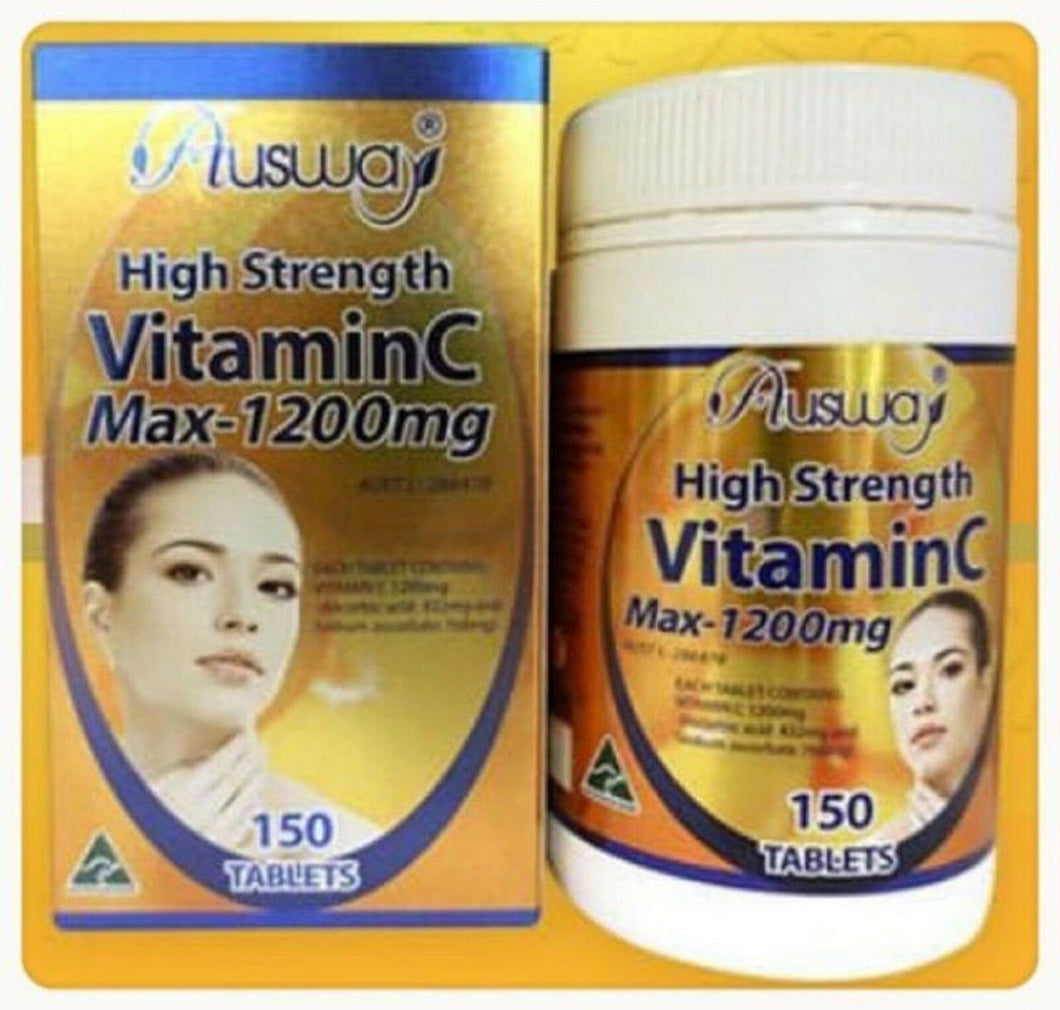 Ausway High Strength Vitamin C Max 1200 Mg Vitamin C Face Max 150 Tablets