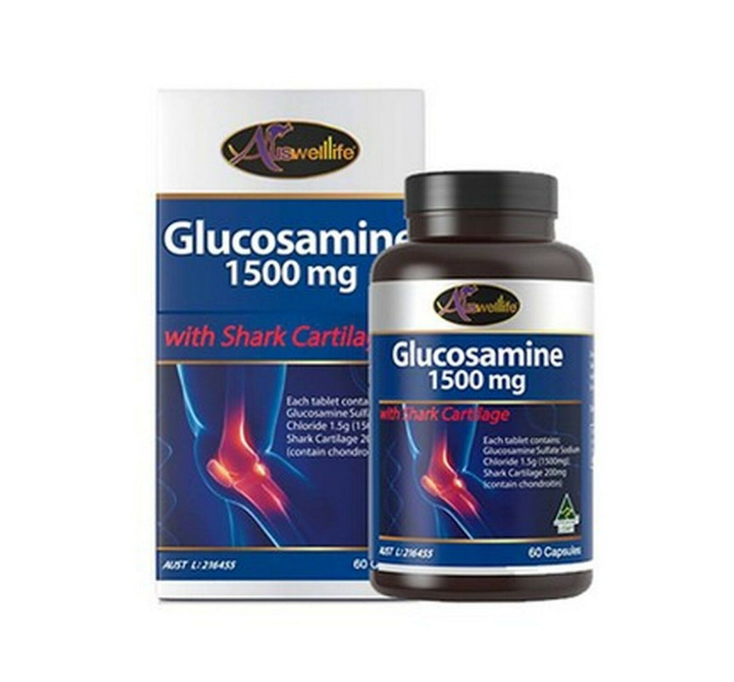 Auswelllife Glucosamine 1500 mg Shark Liquid Calcium&V D3 For Health 60 Capsules