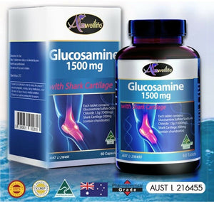 Auswelllife Glucosamine 1500 mg Shark Liquid Calcium&V D3 For Health 60 Capsules