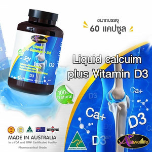 Auswelllife Liquid Calcium 900 Mg With Vitamin D3 60 Capsules Increase Calcium