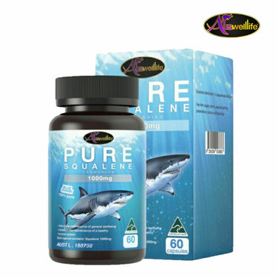 Auswelllife Pure Squalene Tasmanian 60 Capsules Liver Oil 1000 mg. For Health