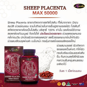 Auswelllife Sheep Placenta Max 50000 mg Anti-oxidant, Premature Aging 60 tablets
