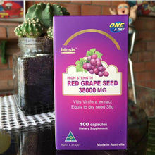 Load image into Gallery viewer, Biosis High Strength Red Grape Seed Concentrated 38000 MG Healthy 100 Capsules