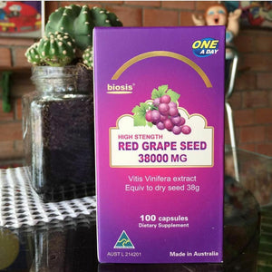Biosis High Strength Red Grape Seed Concentrated 38000 MG Healthy 100 Capsules