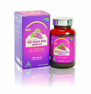 Biosis High Strength Red Grape Seed Concentrated 38000 MG Healthy 100 Capsules