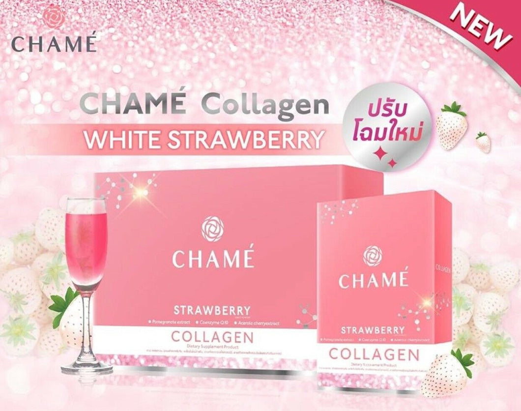 Chame Premium Collagen 35000mg Strawberry Extract VitaminC Nutrients 30 Sachet