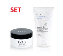 Load image into Gallery viewer, EVE&#39;S Booster White Body Cream Reduce Scars 100ml +Body Oil Gel Stretch Mark 90g