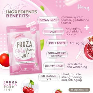 Froza Gluta Pure 4 In 1 Collagen - Anti Aging Coenzyme Q10 Strawberry Extract