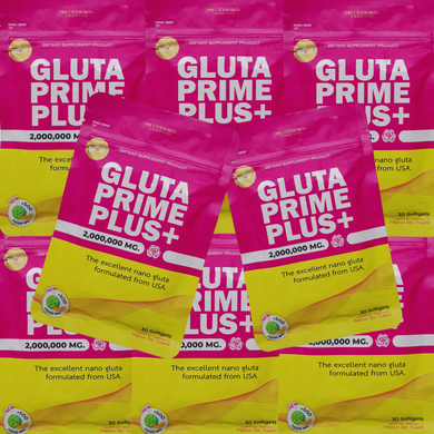 12X GLUTA Prime Plus 2000000mg Skin Super Lightening Beauty Aura Glutathione White 30 Softgels