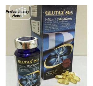 GLUTAX 5GS MICRO 5,000 MG WHITENING EDIBLE GLUTATHIONE GLUTA PILLS 60 SOFTGEL