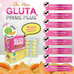 6X Gluta prime plus+ SOD Vitamin Skin whitening Lightening Aura DHL Express