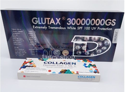 NEW GLUTAX 30000000GS (ITALY) +COLLAGEN PLATINUM FORTE + VIT. WHITE SPF 100 UV PROTECTION