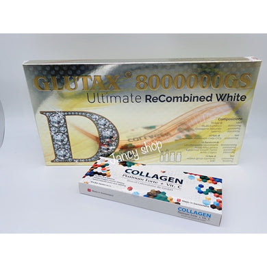 GLUTAX 8000000GS (ITALY) GOLDEN ULTIMATE RECOMBINED WHITE+Collagen Platinum Forte Vit C Biocell Skin Rejuvenation Whitening Anti Aging
