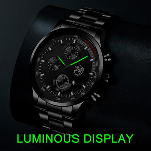 Brand Luxury Stainless Steel Quartz Men&#39;s Watches Fashion Men Business Leather Calendar Sports Luminous