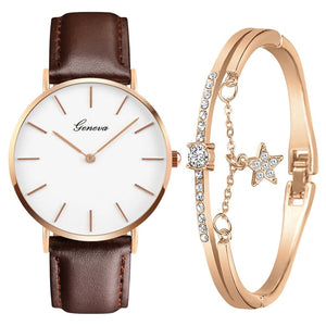 Fashion Watch Women Bracelet Watches Top Brand Leather Ladies Casual Quartz Wristwatch
