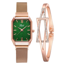 Load image into Gallery viewer, Fashion Women Quartz Watch Bracelet Set Luxury Magnet Buckle Women Watches Simple Rose Gold Mesh Pink Ladies