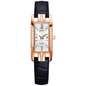 Luxury Watches Women Roma Square Rose Gold Wrist Watches Green Leather