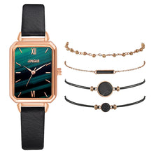 Load image into Gallery viewer, 5pcs Set Fashion Watch For Women Square Leather Ladies Bracelet Watches Quartz Wrist Watch Female Black Clock