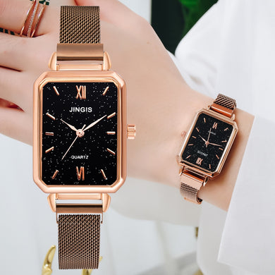 Watch For Women Magnetic Starry Sky Clock Luxury Watches Fashion Rectangular Dial Female