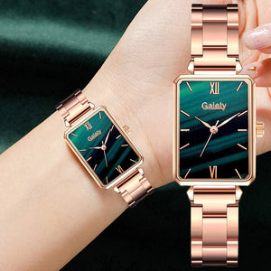 Gaiety Brand Women Watches Fashion Green Dial Square Ladies Quartz Wrist Watch Bracelet Simple Dress