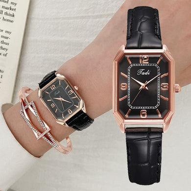 Casual Women Romantic Square Wrist Watch Bracelet Leather Rhinestone Designer Ladies