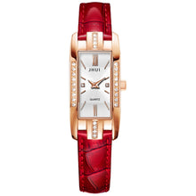 Load image into Gallery viewer, Luxury Watches Women Roma Square Rose Gold Wrist Watches Green Leather