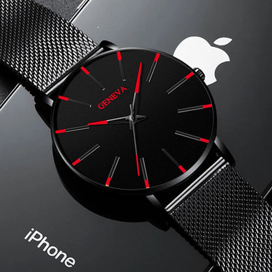 Stainless Steel Mesh Belt Quartz Watch for Men Minimalist Ultra Thin Clock Fashion Men