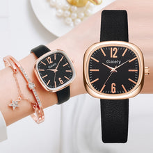 Load image into Gallery viewer, Gaiety Brand Square Women Watches Fashion Ladies Quartz Watch Bracelet Set Leather