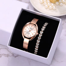 Load image into Gallery viewer, 2pcs Set Women Bracelet Watches Fashion Women Dress Ladies Wrist Watch Luxury Rose Gold