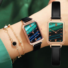 Load image into Gallery viewer, Watch Women Luxury Rectangle Dial Dress Bracelet Watches Set Ladies Leather