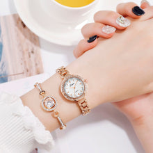 Load image into Gallery viewer, Luxury 2 PCS Set Watch Women Silver Rhinestone Bracelet Watch Jewelry Ladies Female Hour Casual Quartz