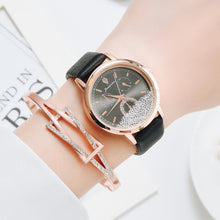 Load image into Gallery viewer, Watch For Women Fashion Quartz Watch Elegant Leather Strap Movable Diamond Ladies