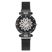 Load image into Gallery viewer, Mesh Magnet Buckle Flower Watch Luxury Ladies Rhinestone Quartz Watch Bracelet Set